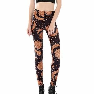 3D Digital Printing Sun Skull Slim Leggings